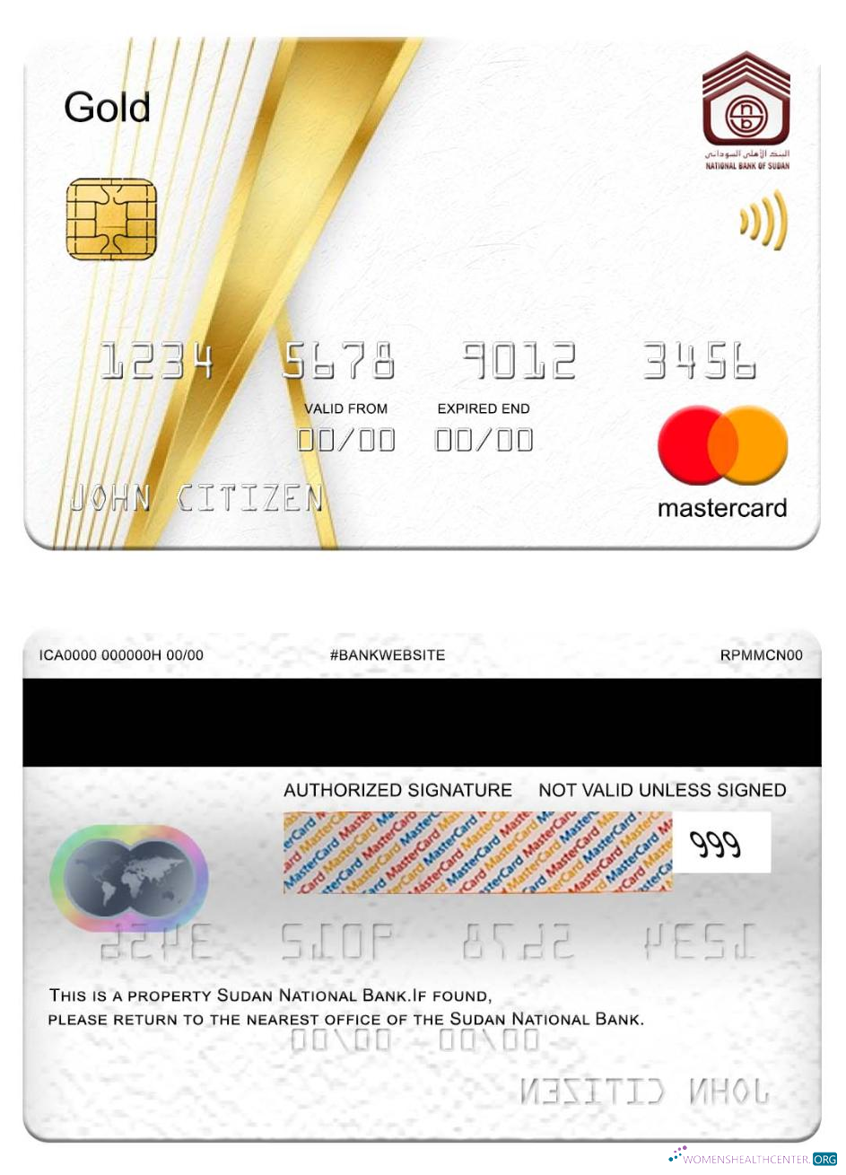 Download Sudan National Bank mastercard gold Photoshop template